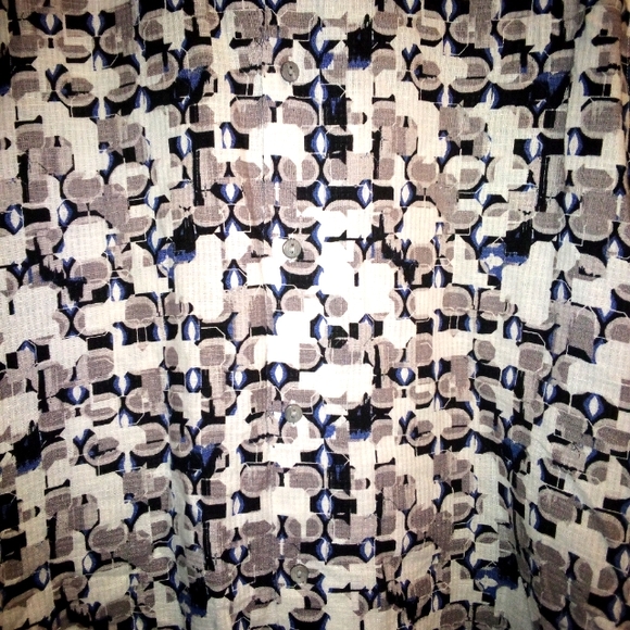 JHANE BARNES Geometric Monogram Abstract Button~Up Casual Shirt•Mens Size Medium - Picture 12 of 13